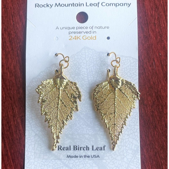Rocky Mountain Jewelry - Rocky Mountain Leaf Company Birch Leaf Earrings ~ 24K-Gold Dangle Drop NWT/NEW